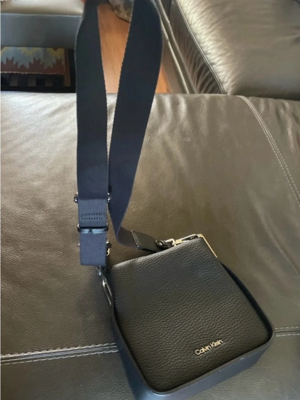 Calvin Klein Black Pebbled Leather Crossbody